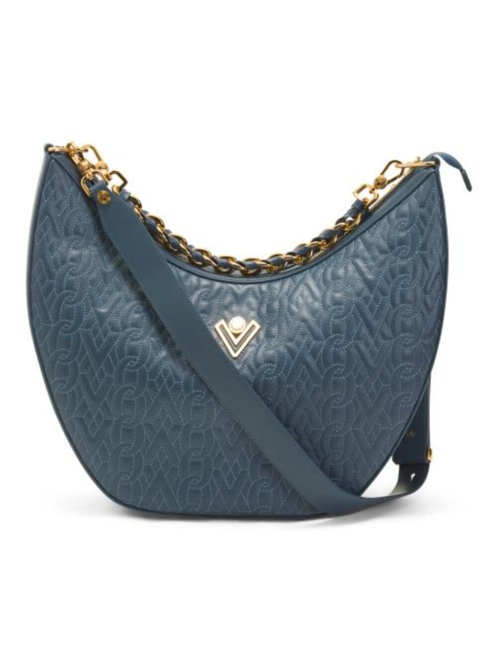 VALENTINO ORLANDI Made In Italy Leather Large Quilted Hobo With Chain Strap